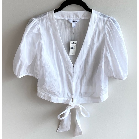 Express Cropped Tie Front Top NWT - Picture 6 of 16